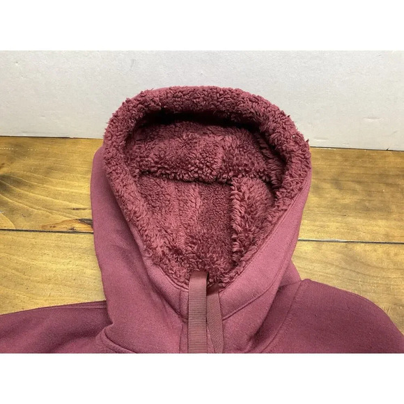 Athleta Cozy Reversible Sherpa Jacket Maroon Size Large - Picture 5 of 11